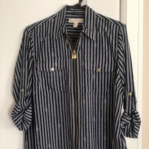 MICHAEL by Michael Kors Women’s Navy Striped Shirt – XL